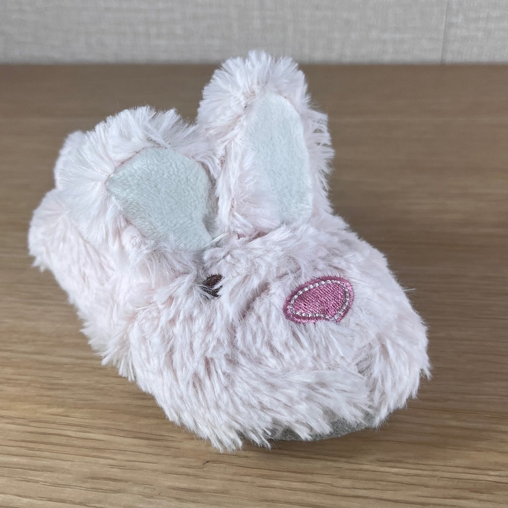 Laura Ashley Kids Pink Faux Fur Bunny Slippers Size L 9/10 Rabbit House Shoes